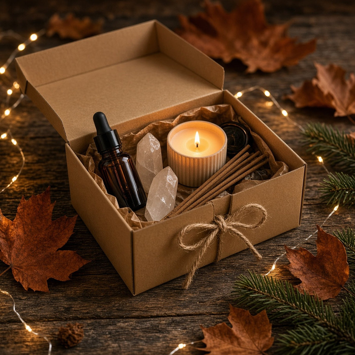 Wellbeing gift box with crystals, candle and incense - gift sets UK
