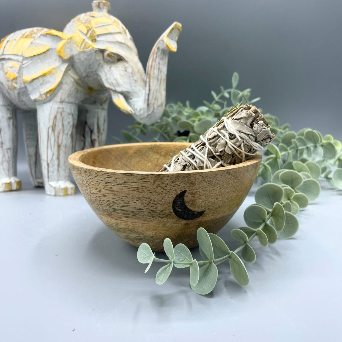 Three Moons Wooden Smudge & Offering Bowl – 13x7cm, NooEdge UK