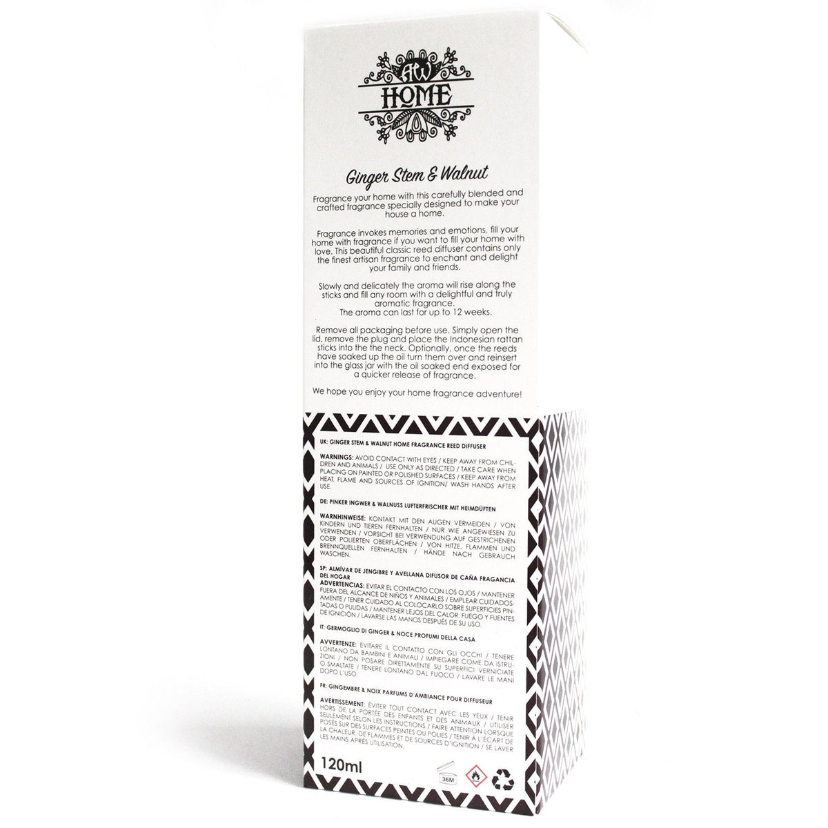 120ml Reed Diffuser – Ginger Stem & Walnut, NooEdge UK