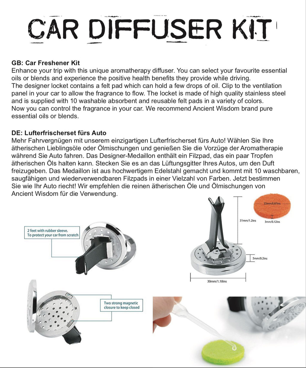 Car Diffuser Kit – Pewter Yoga Chakra 30mm close-up, NooEdge UK