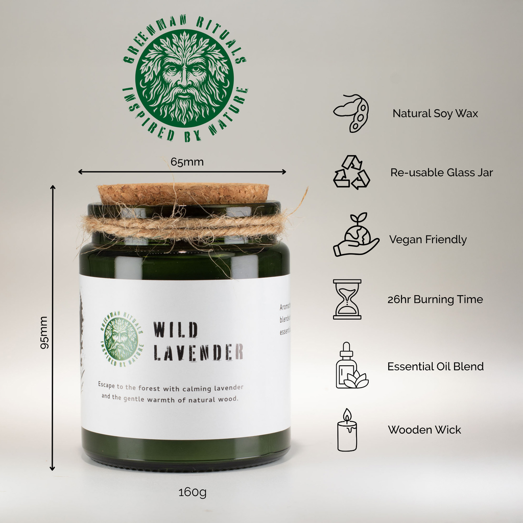 Greenman Woodwick Soy Candle – Wild Lavender – NooEdge UK