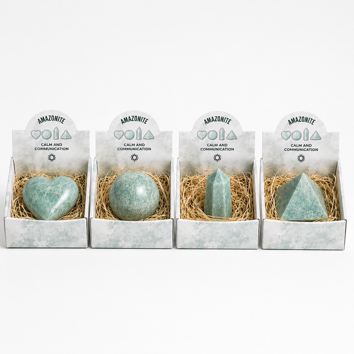 Four Gemstone Shapes – Amazonite, NooEdge UK