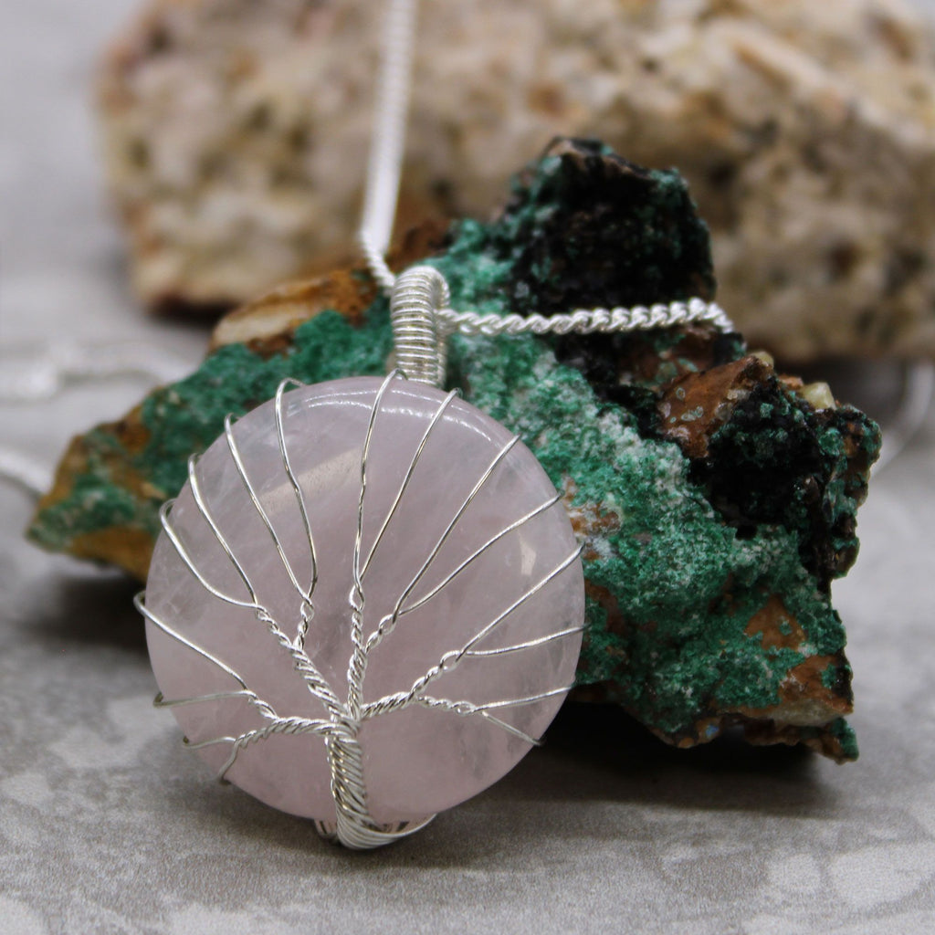 Tree of Life Gemstone Necklace – Rose Quartz, NooEdge UK