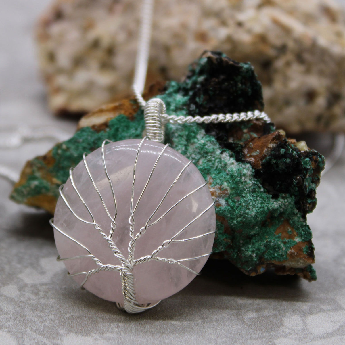 Tree of Life Gemstone Necklace – Rose Quartz, NooEdge UK