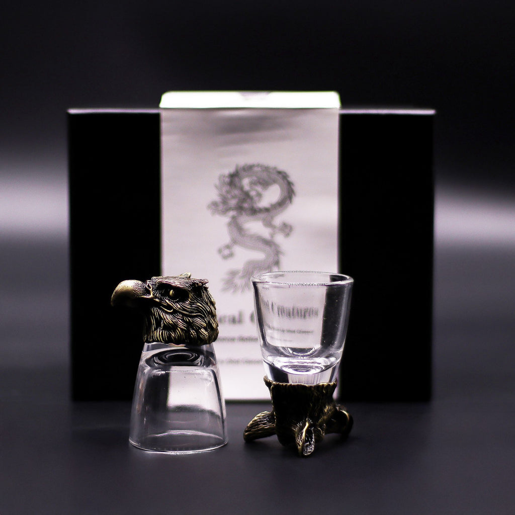 Gift Set of 6 Shot Glasses (50ml) – Wild Forest Creatures Antique Bron detail, NooEdge UK