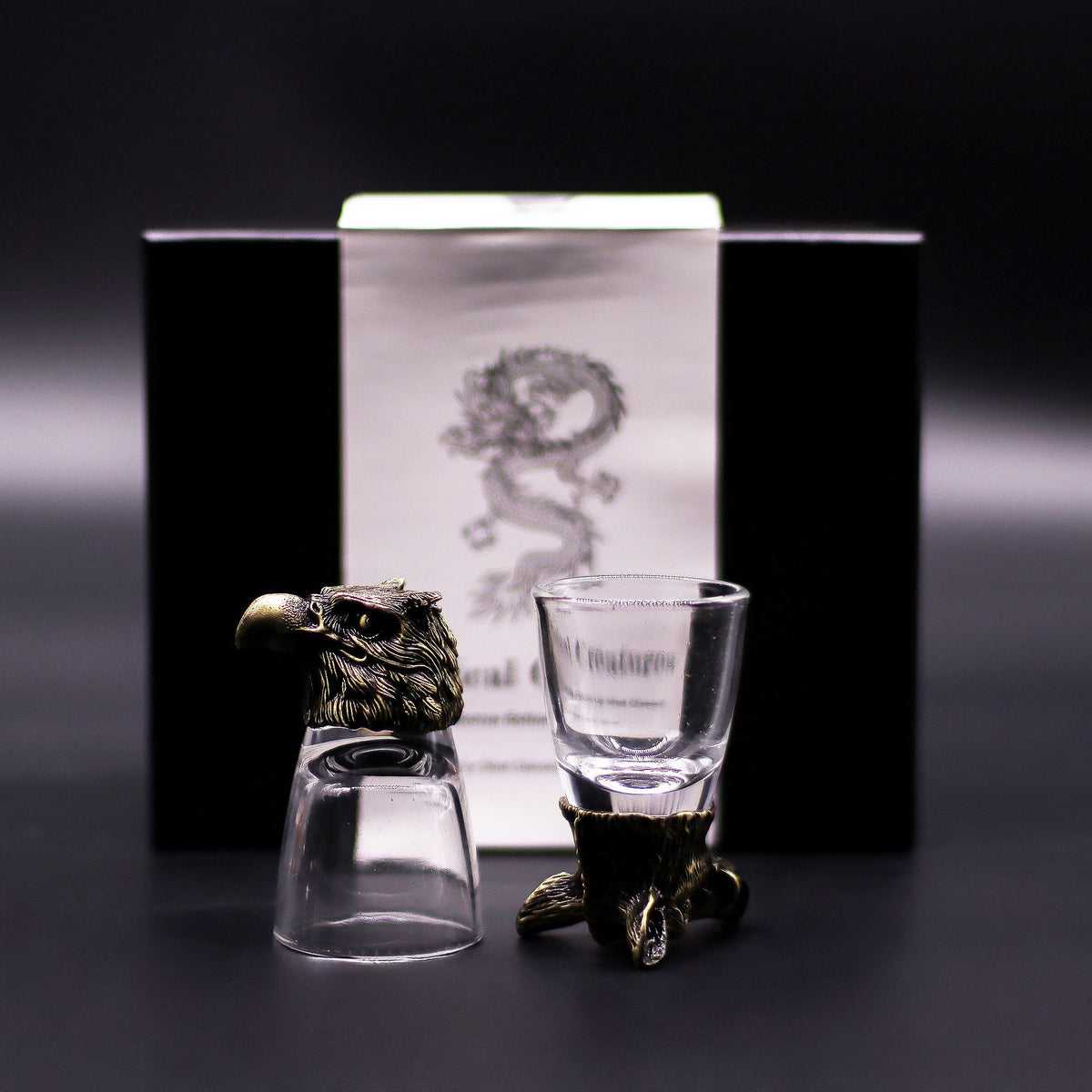 Gift Set of 6 Shot Glasses (50ml) – Wild Forest Creatures Antique Bron detail, NooEdge UK