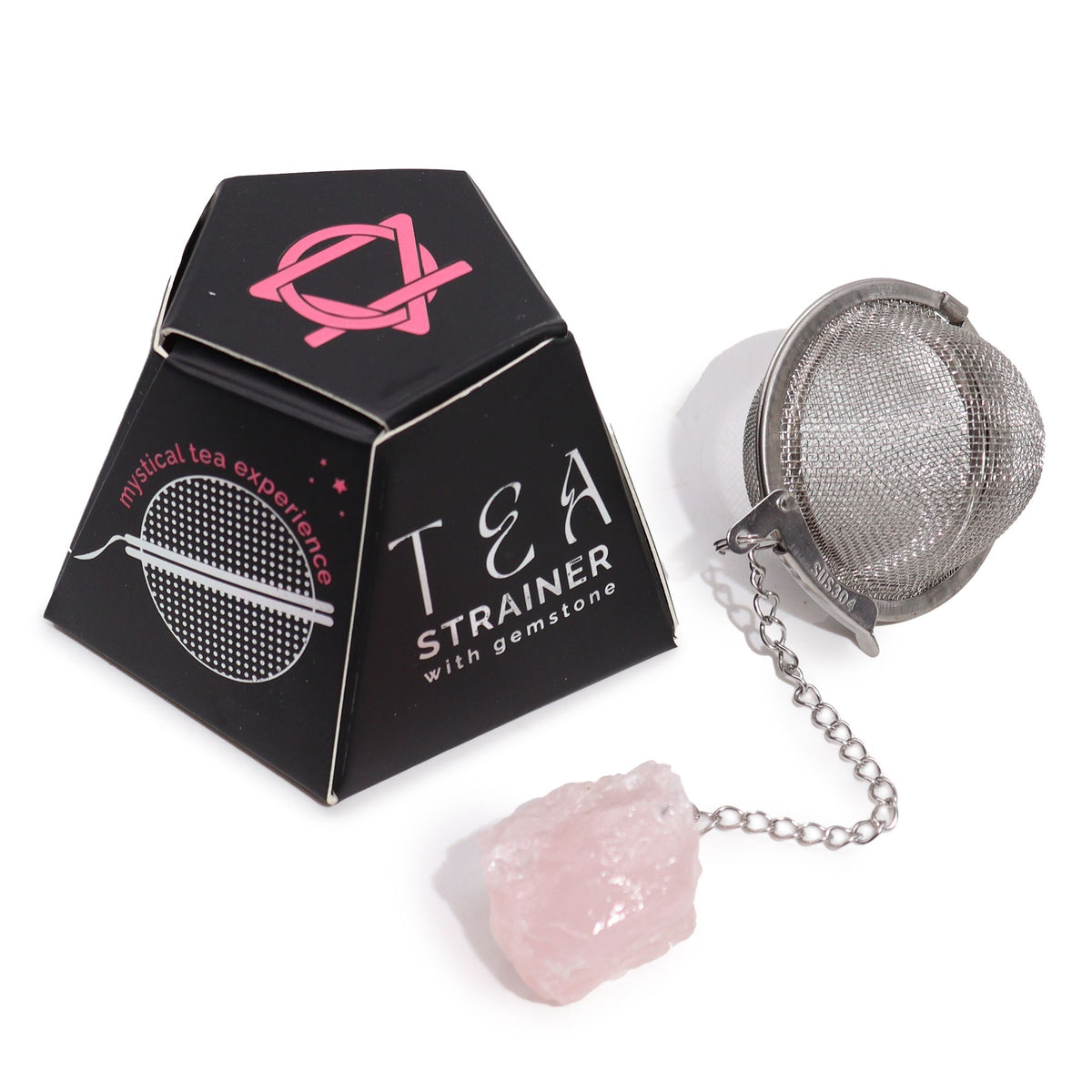 Raw Crystal Gemstone Tea Strainer – Rose Quartz, NooEdge UK
