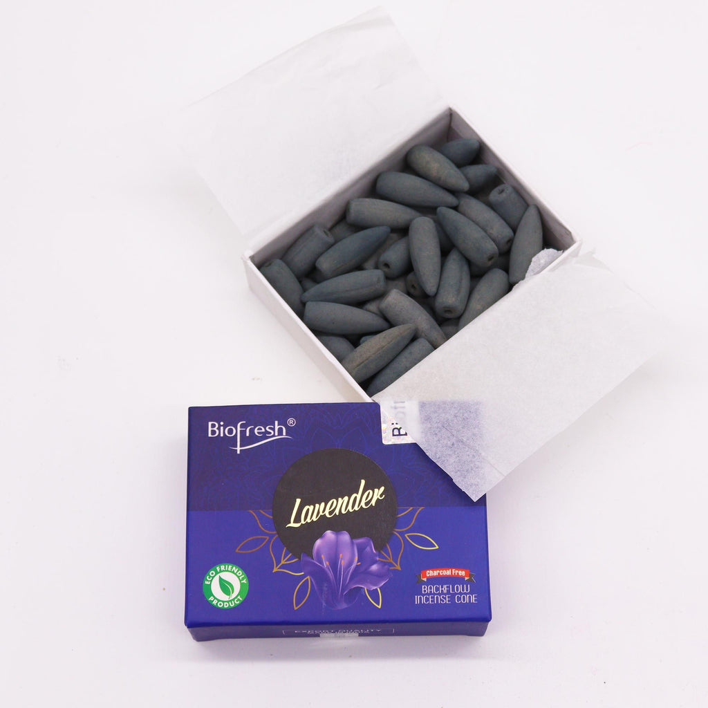 Biofresh Backflow Incense Cones – Lavender close-up, NooEdge UK