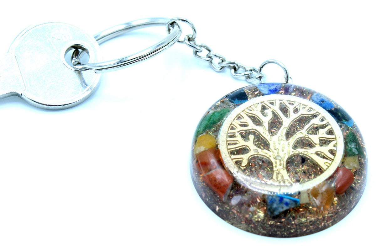 Orgonite Power Keyring – Gemstones Chakra Tree of Life, NooEdge UK