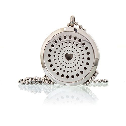 Aromatherapy Diffuser Necklace – Diamonds Heart 30mm, NooEdge UK