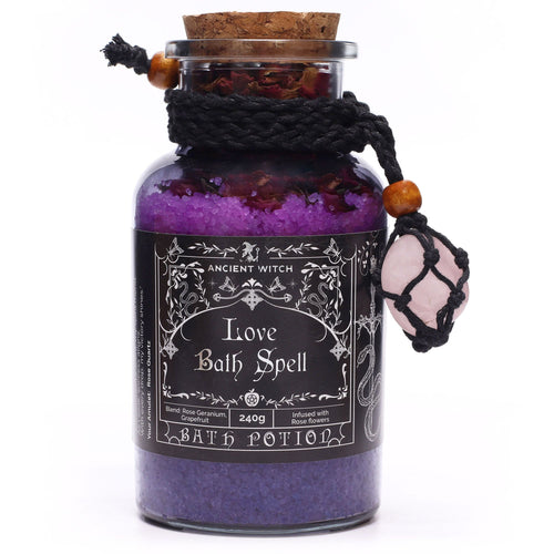 Ancient Witch Bath Spell Potion & Crystal Amulet – Love, NooEdge UK