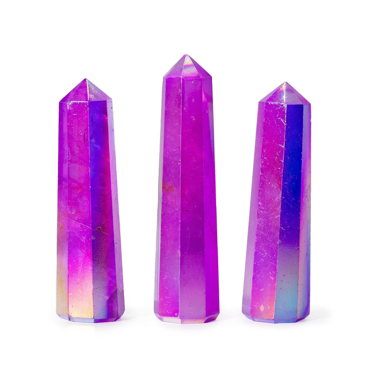 Aurora Crystal Quartz Obelisk Point 9cm – Purple, NooEdge UK