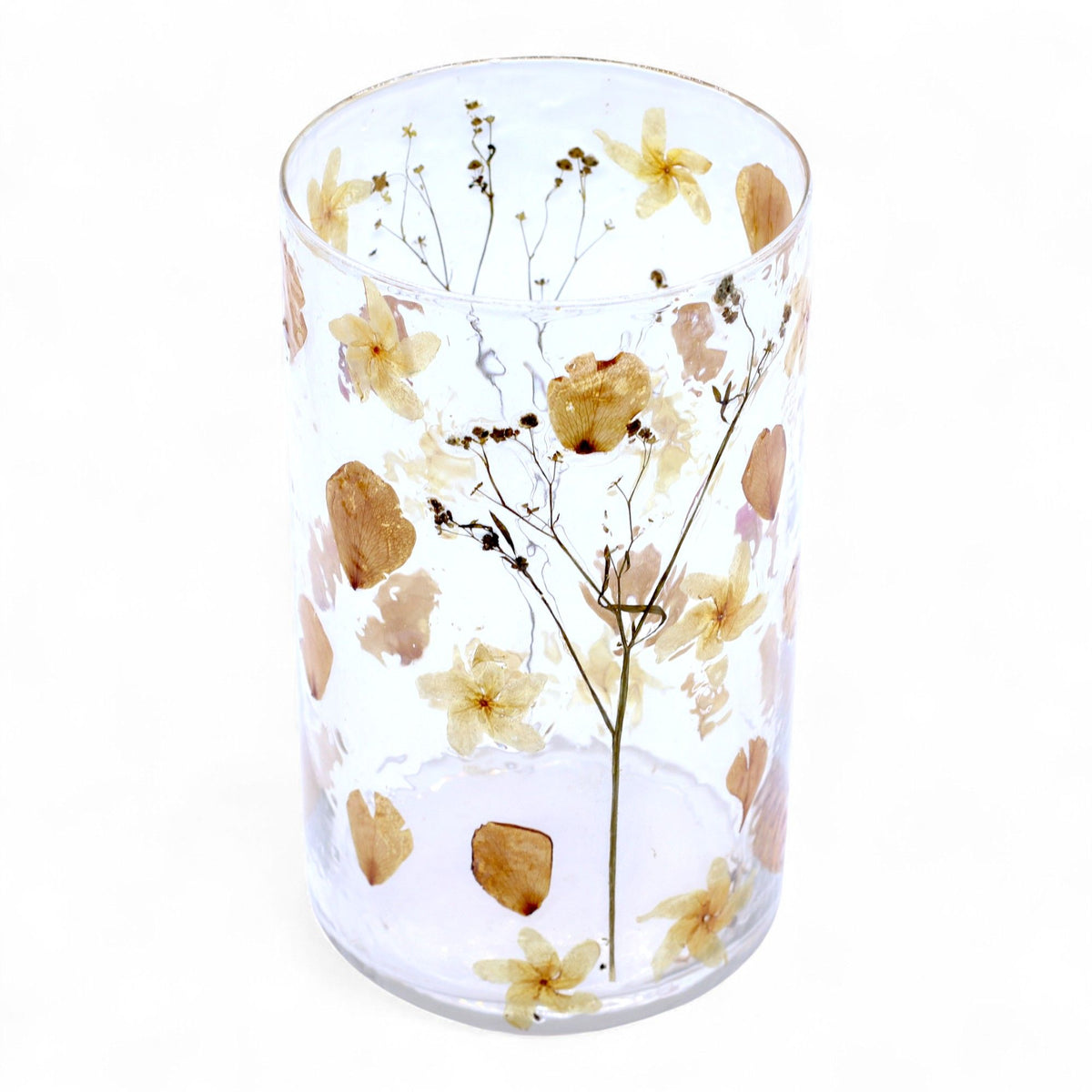 Natural Floral Glass – Tall Vase Candle Holder Rose (19x11cm) – NooEdge UK