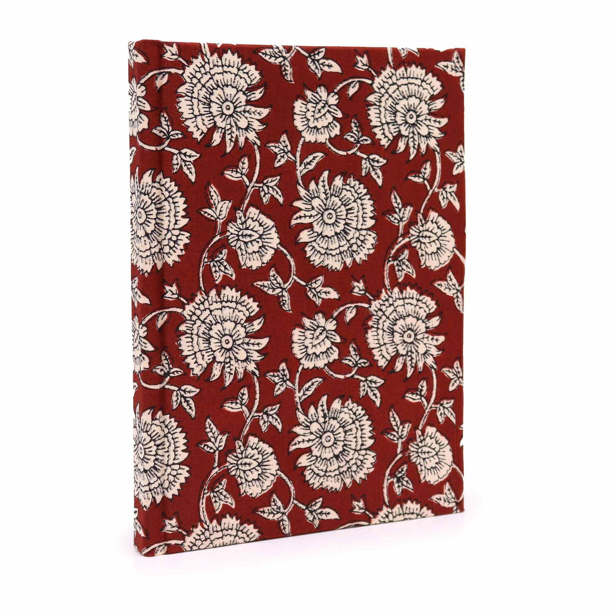 Cotton Bound Notebook 20x15cm 96 Pages – Burgundy Floral, NooEdge UK