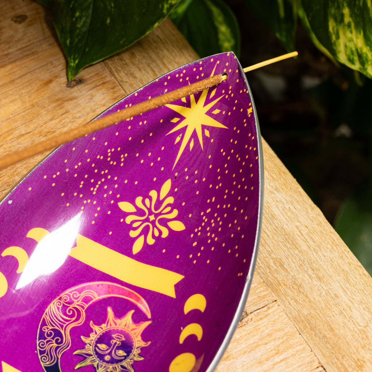 Enamel Incense Bowl Aluminium – Purple Sun & Moon Phases, NooEdge UK