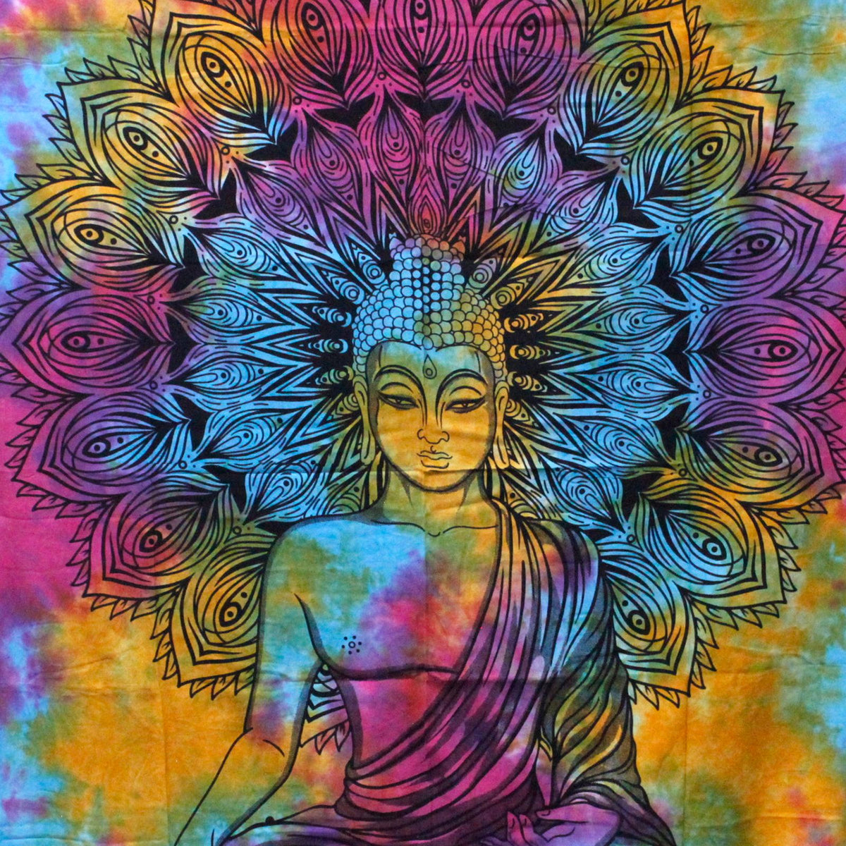 Double Cotton Bedspread + Wall Hanging – Peaceful Buddha, NooEdge UK