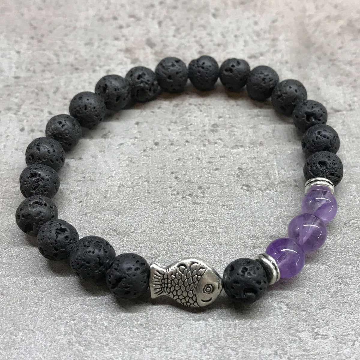 Lava Stone Bracelet – Fish Amethyst, NooEdge UK
