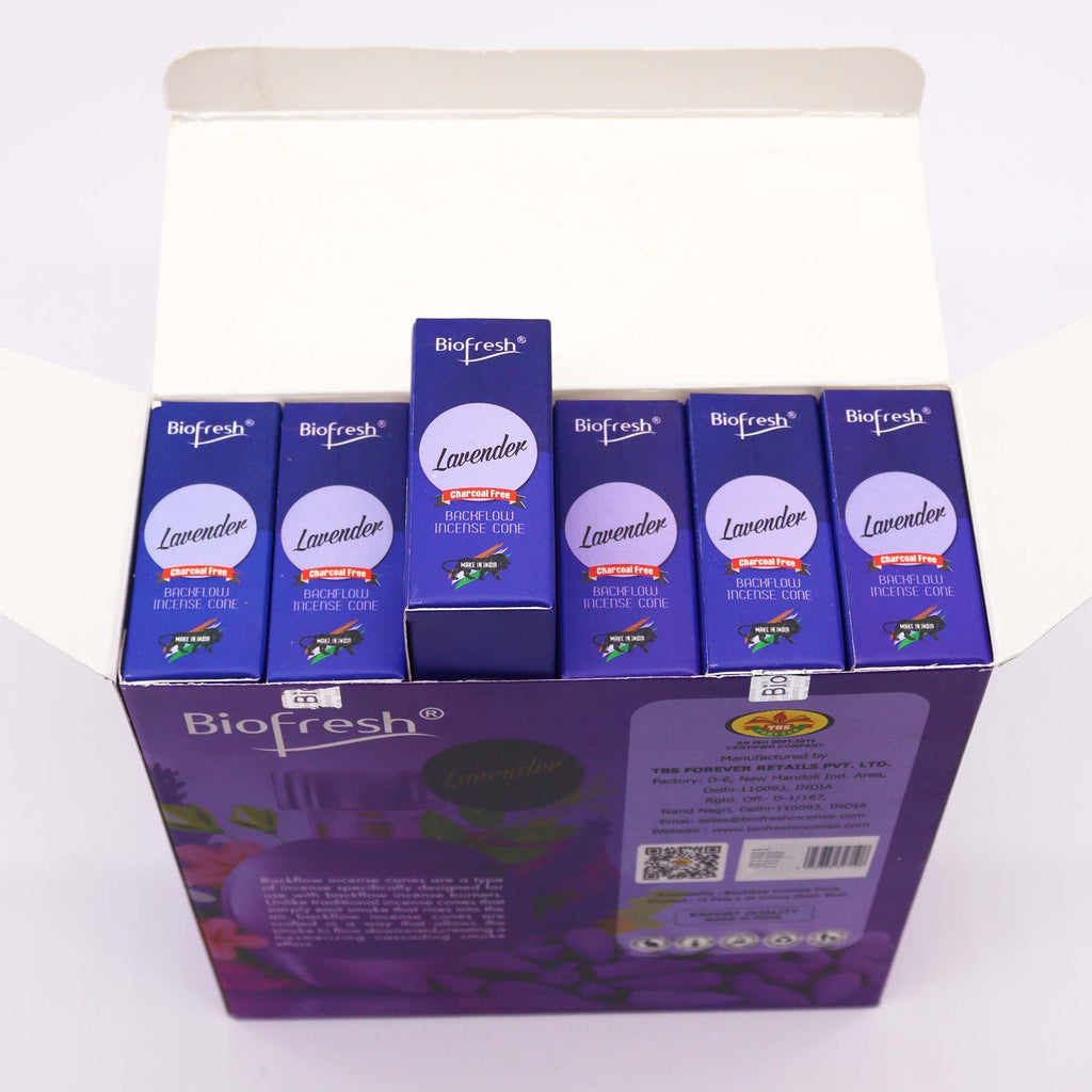 Biofresh Backflow Incense Cones – Lavender detail, NooEdge UK
