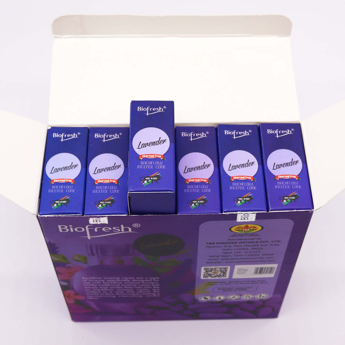 Biofresh Backflow Incense Cones – Lavender detail, NooEdge UK