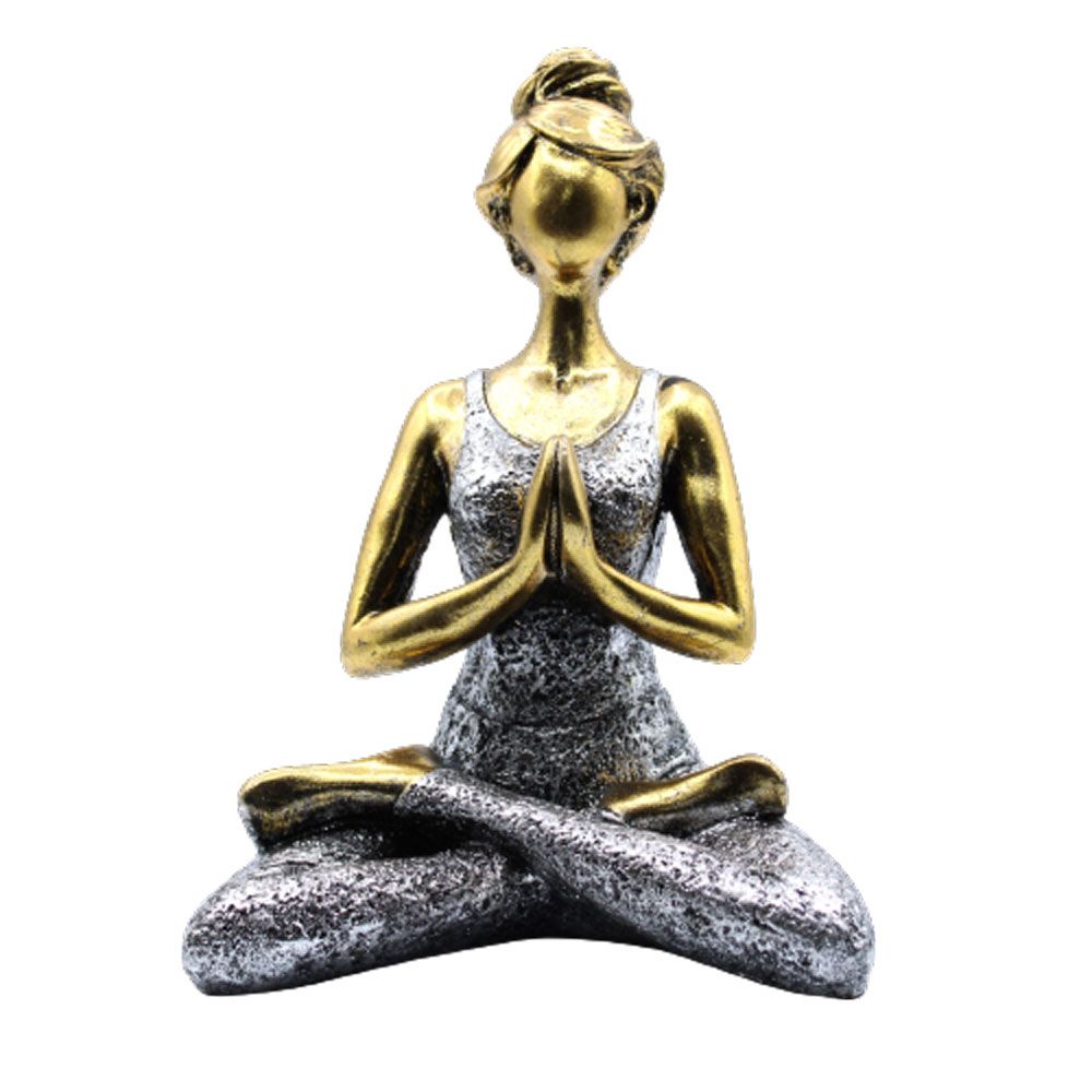 Yoga Lady Figure – Bronze & Silver 24cm, NooEdge UK
