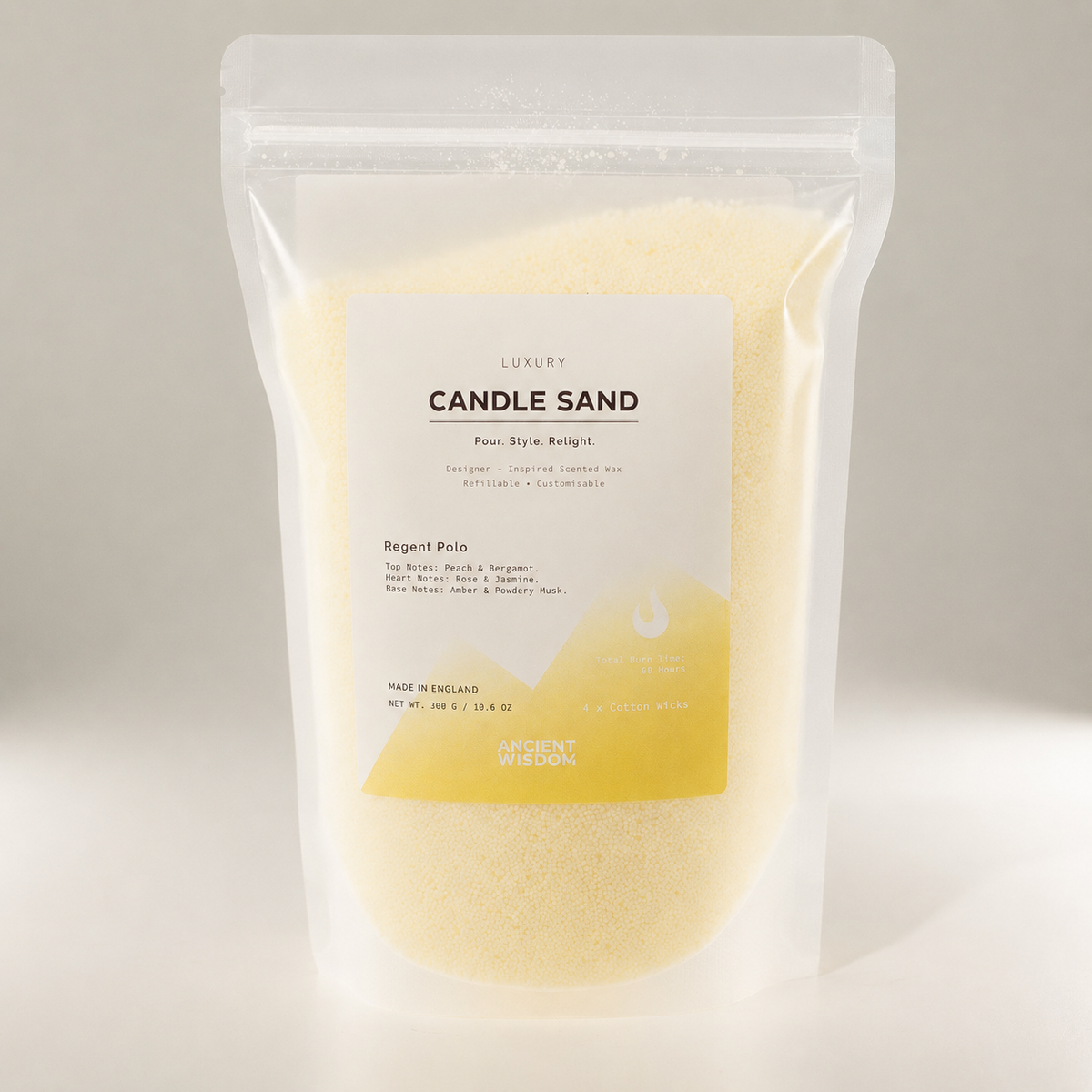 Fragranced Candle Sand 300g – Cream Regent Polo, NooEdge UK