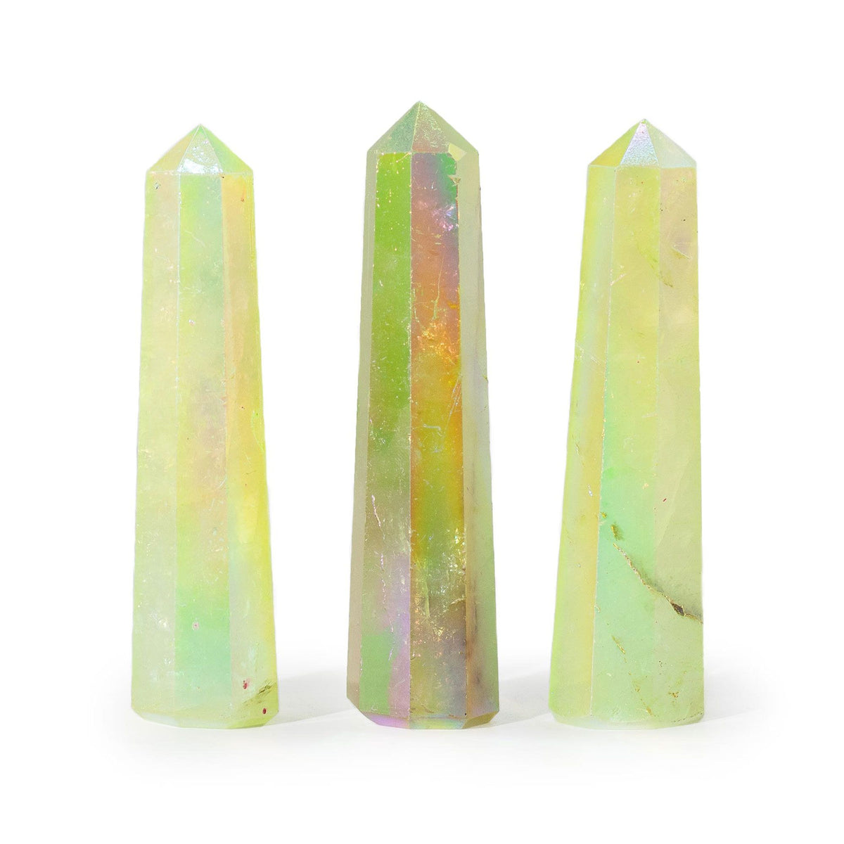 Aurora Crystal Quartz Obelisk Point 9cm – Pale Green, NooEdge UK