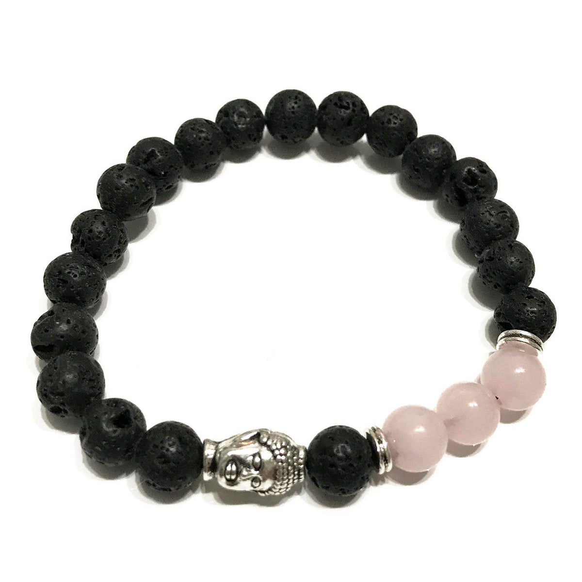 Lava Stone Bracelet – Buddha Rose Quartz, NooEdge UK