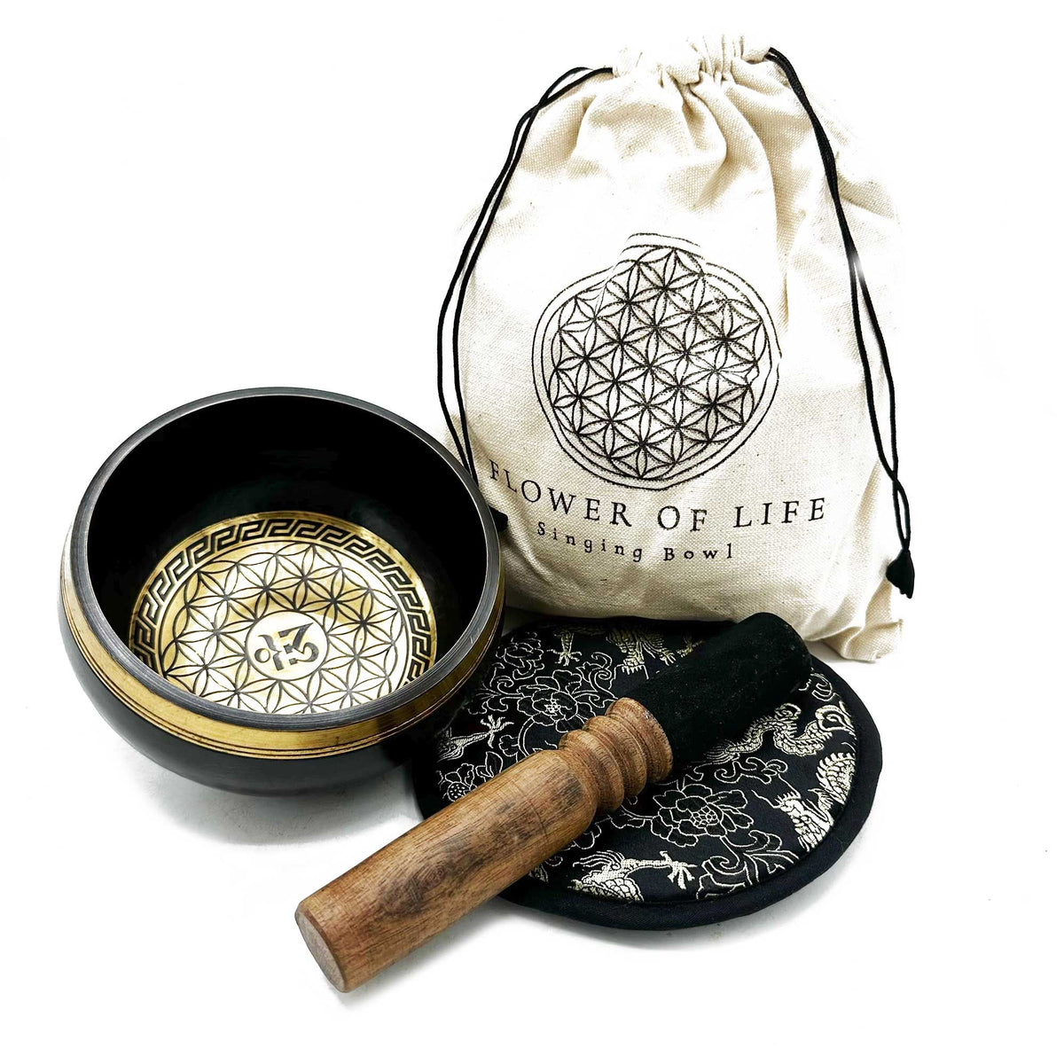 Hand Beaten & Engraved Singing Bowl Gift Set - 14cm – Flower of Life, NooEdge UK