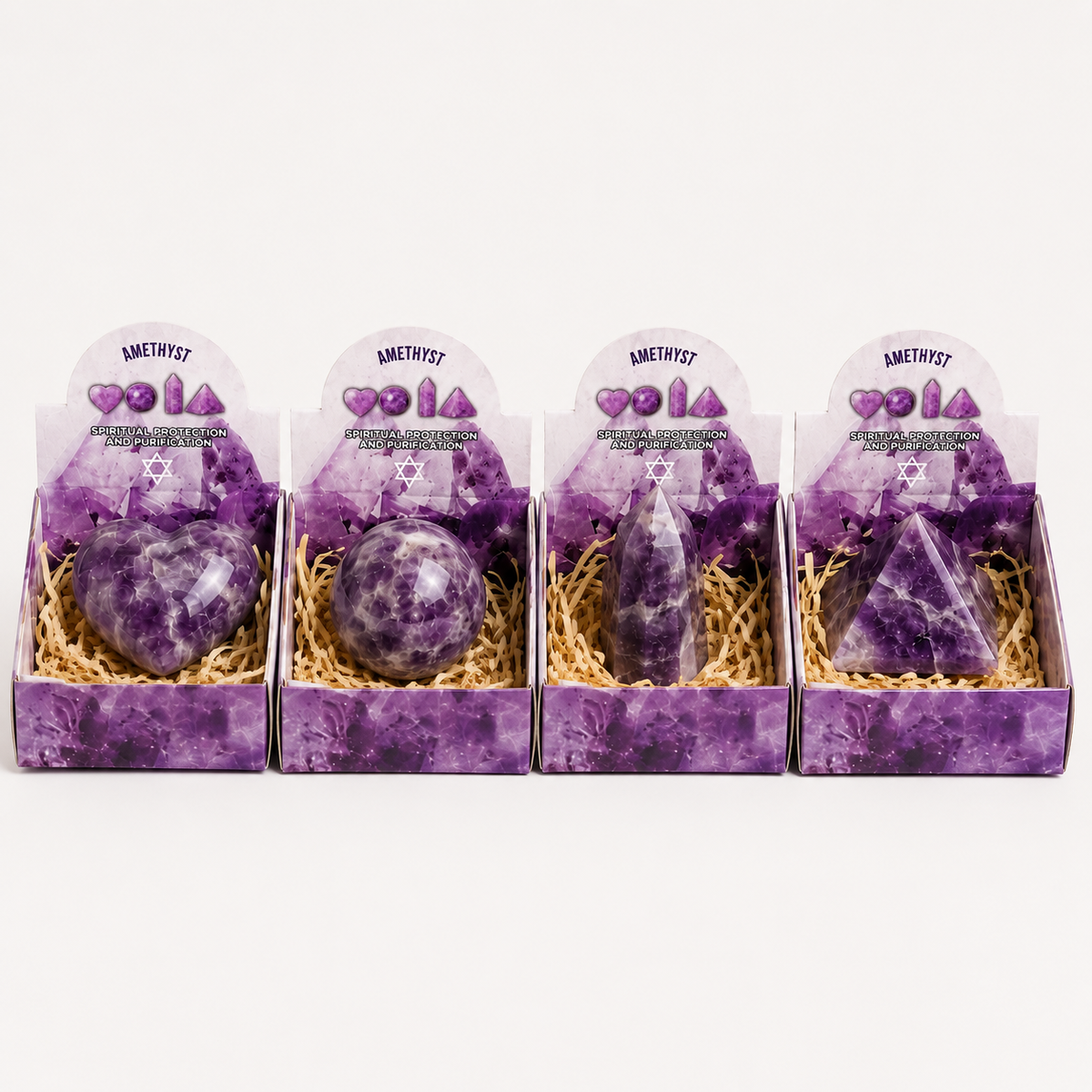 Four Gemstone Shapes – Amethyst, NooEdge UK