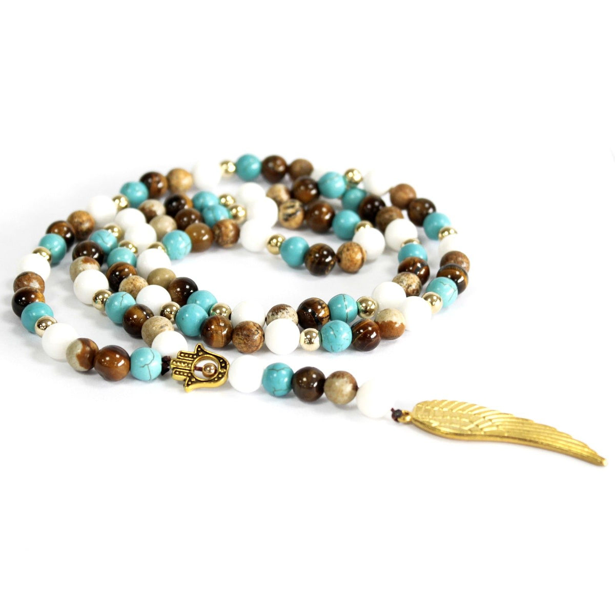 Angel Wing Gemstone Jewellery – Multi Beads Gemstone Necklace, NooEdge UK