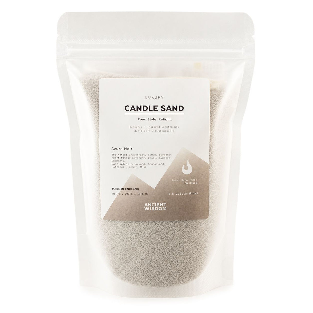 Fragranced Candle Sand 300g – Warm Grey Azure Noir, NooEdge UK