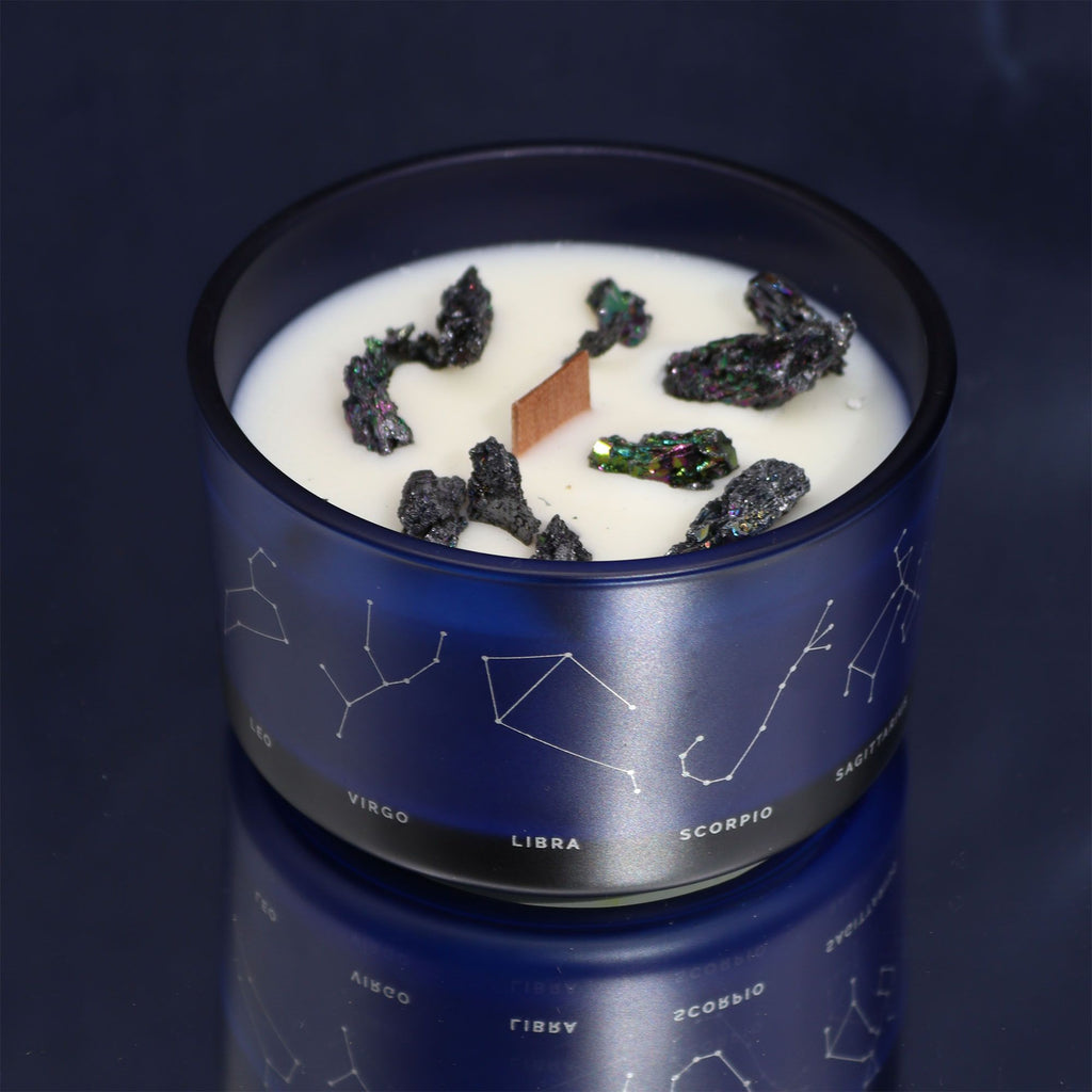 Zodiac Crystal Candle with Gemstone Bracelet – Aquarius – NooEdge UK