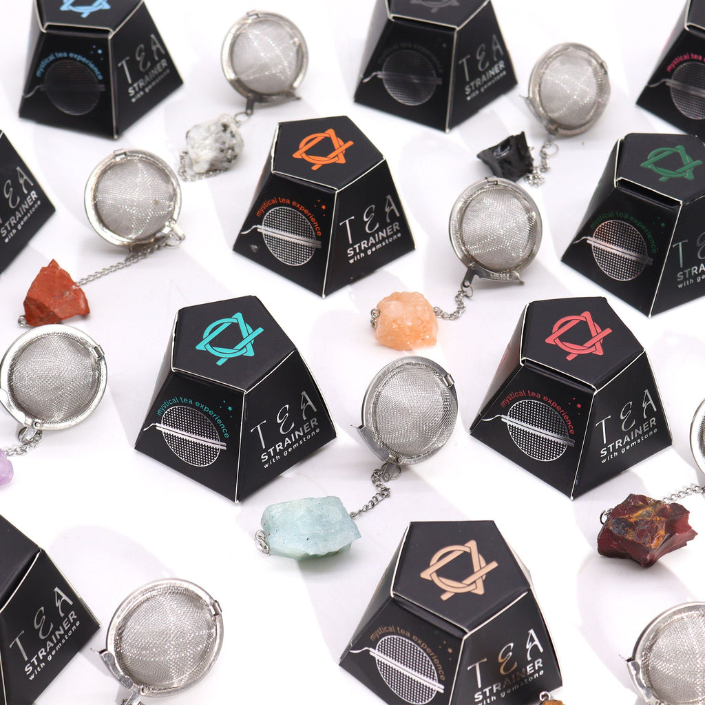 Raw Crystal Gemstone Tea Strainer – front view, NooEdge UK