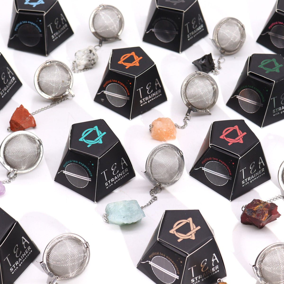 Raw Crystal Gemstone Tea Strainer – front view, NooEdge UK