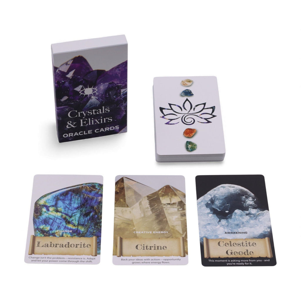 Crystals & Elixirs Oracle Cards – Healing Energy Deck – front view, NooEdge UK
