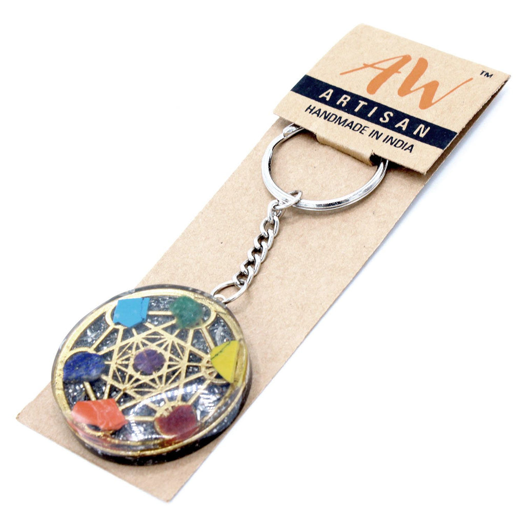Orgonite Power Keyring – Round Seven Chakra, NooEdge UK