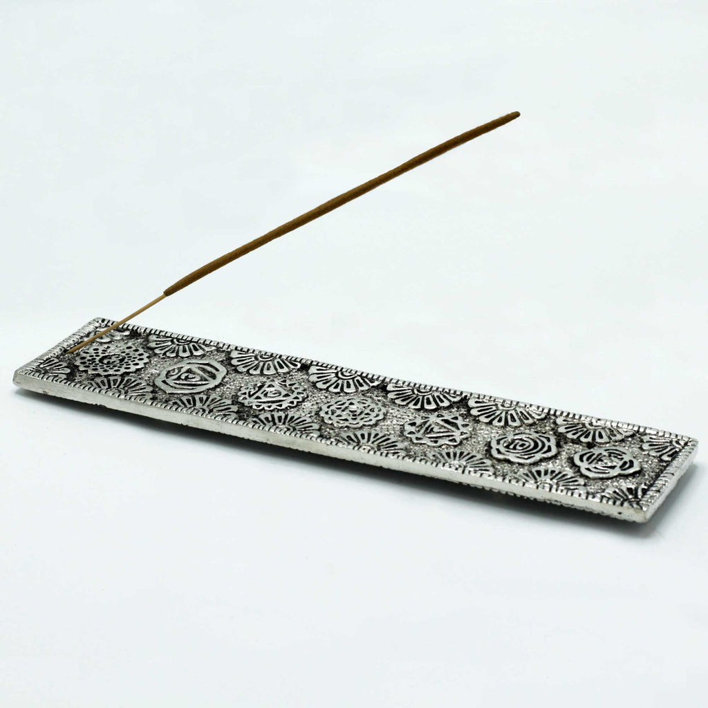 Polished Aluminium Chakra Long Incense Holder 23cm alternate view, NooEdge UK