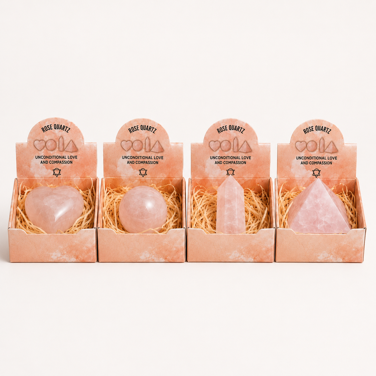 Four Gemstone Shapes – Rose Quartz, NooEdge UK