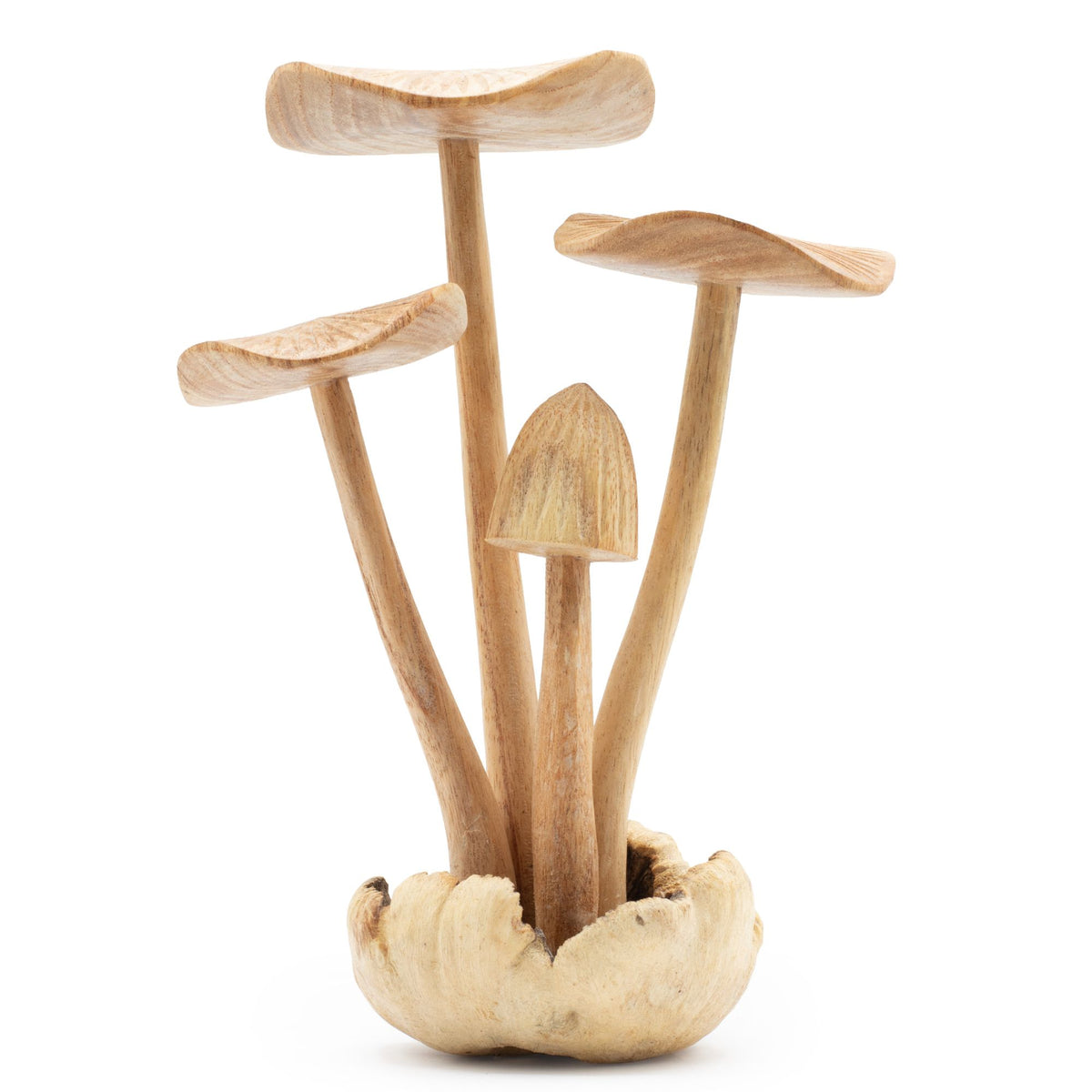 Handmade Parasite Wood Art Carving – Set of 4 Large Mushrooms, NooEdge UK