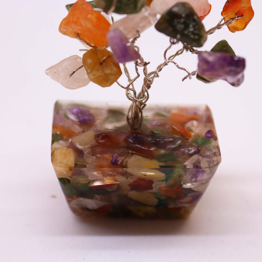 Mini Gemstone Tree on Orgonite Base – front view, NooEdge UK