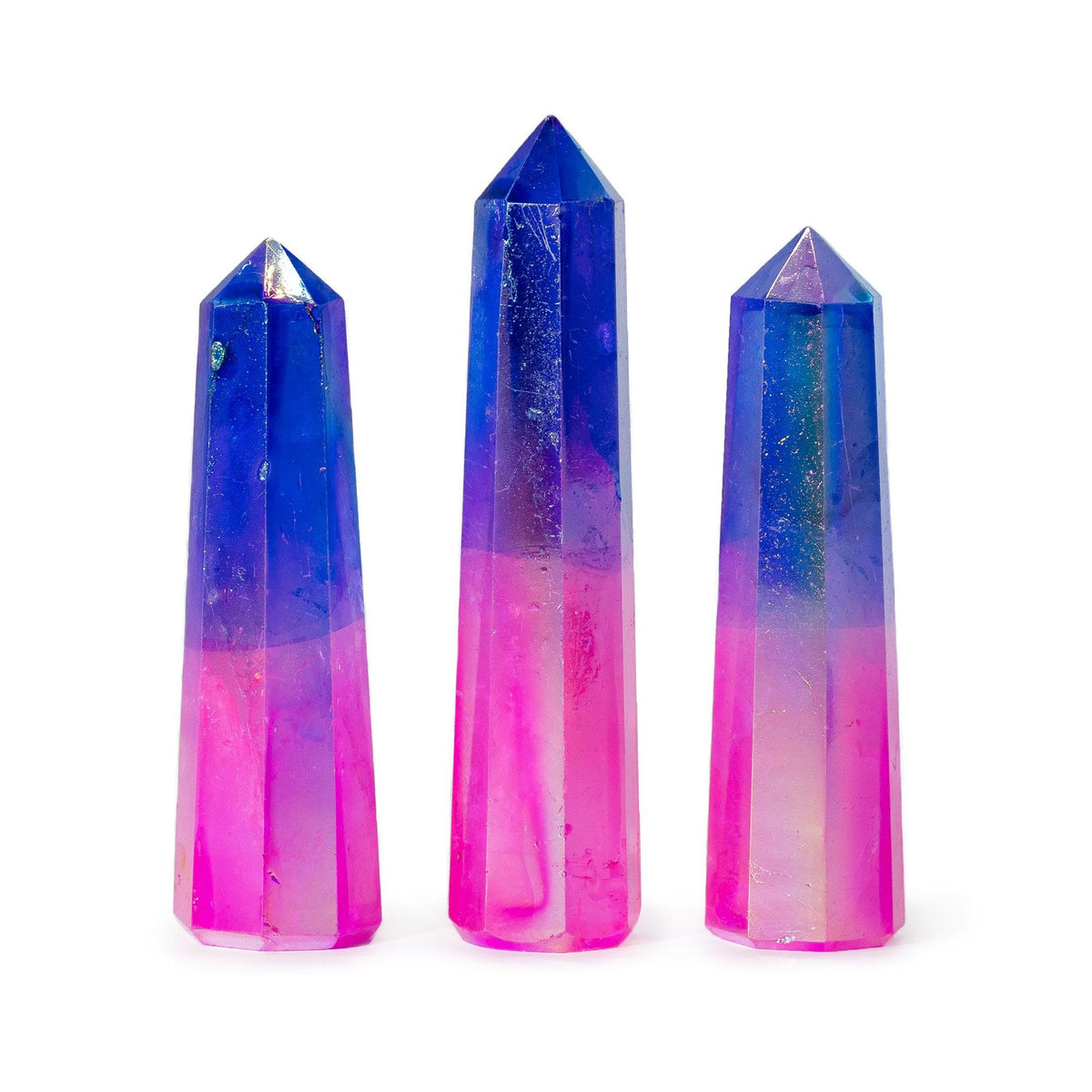 Aurora Crystal Quartz Obelisk Point 9cm – Pink & Blue, NooEdge UK