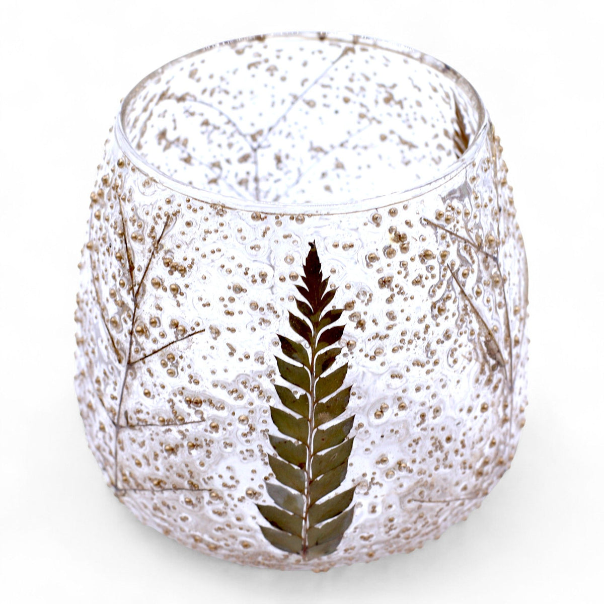 Natural Floral Glass Candle Holder – Pino Straight (10x9cm), NooEdge UK