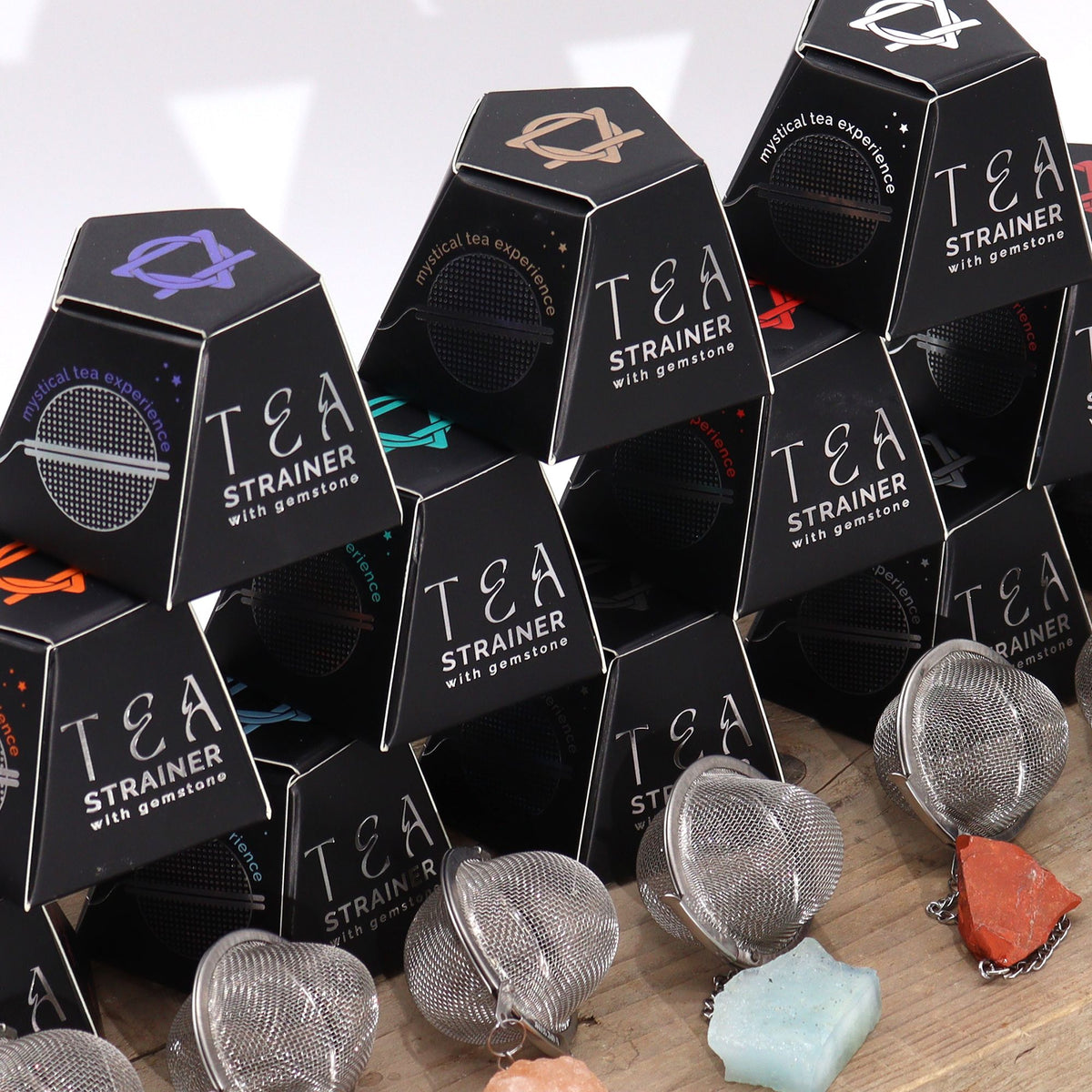 Raw Crystal Gemstone Tea Strainer – alternate angle, NooEdge UK