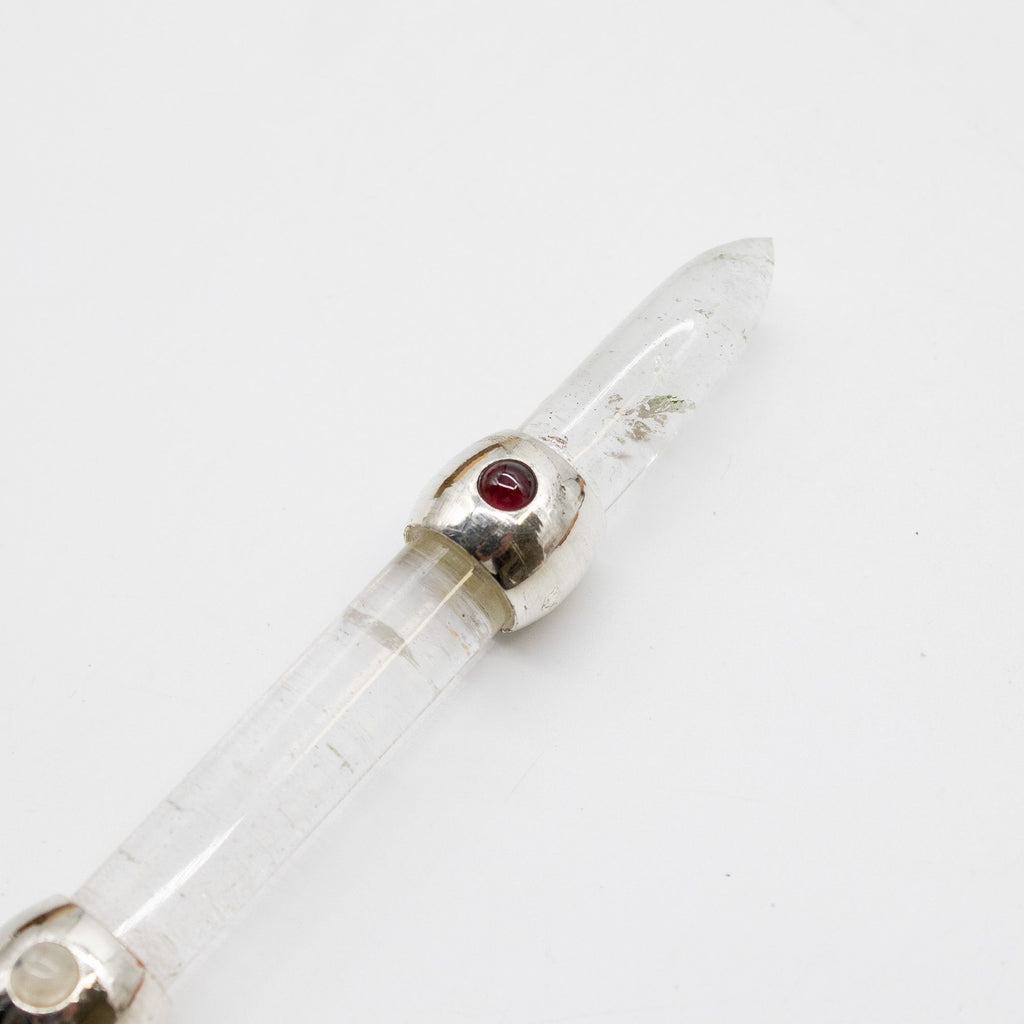 Celestial Prism Wand – Amethyst Moving Crystal Sphere Quartz Stem 12cm close-up, NooEdge UK