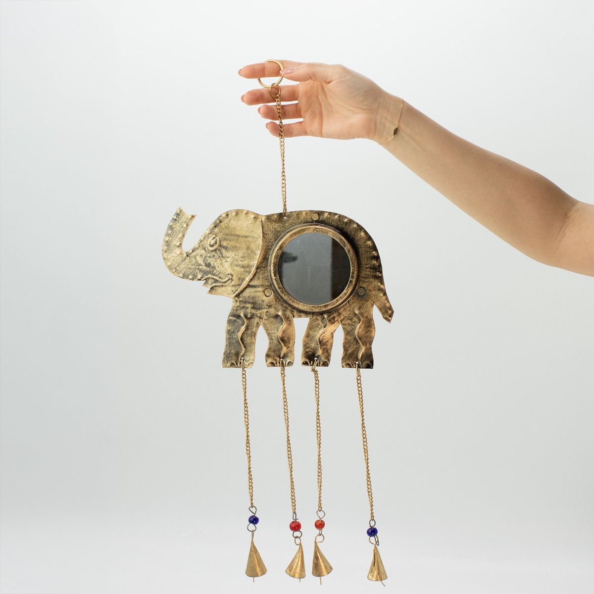 Indian Chimes – Elephant Large Mirror 4 Bells, NooEdge UK