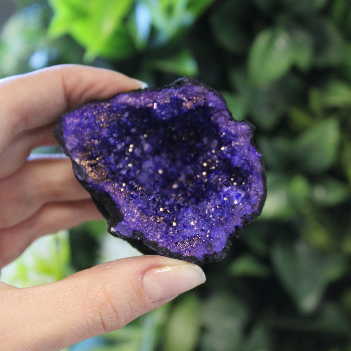 Coloured Calcite Geode – Turquoise / Purple, NooEdge UK