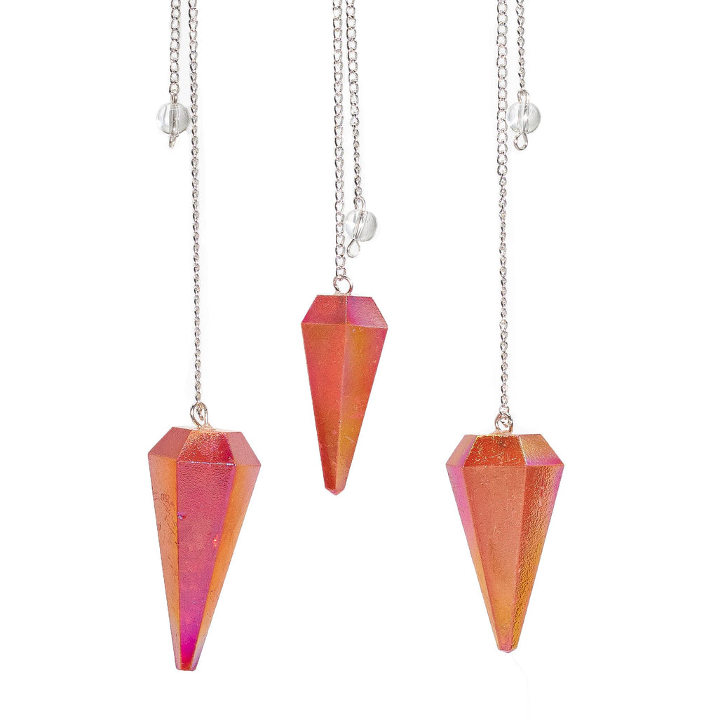 Six Sided Aurora Crystal Pendulum – front view, NooEdge UK