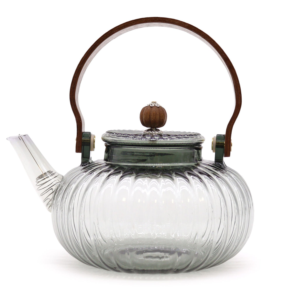 Glass Infuser Teapot – Charcoal Ribbed Pearl 950ml, NooEdge UK