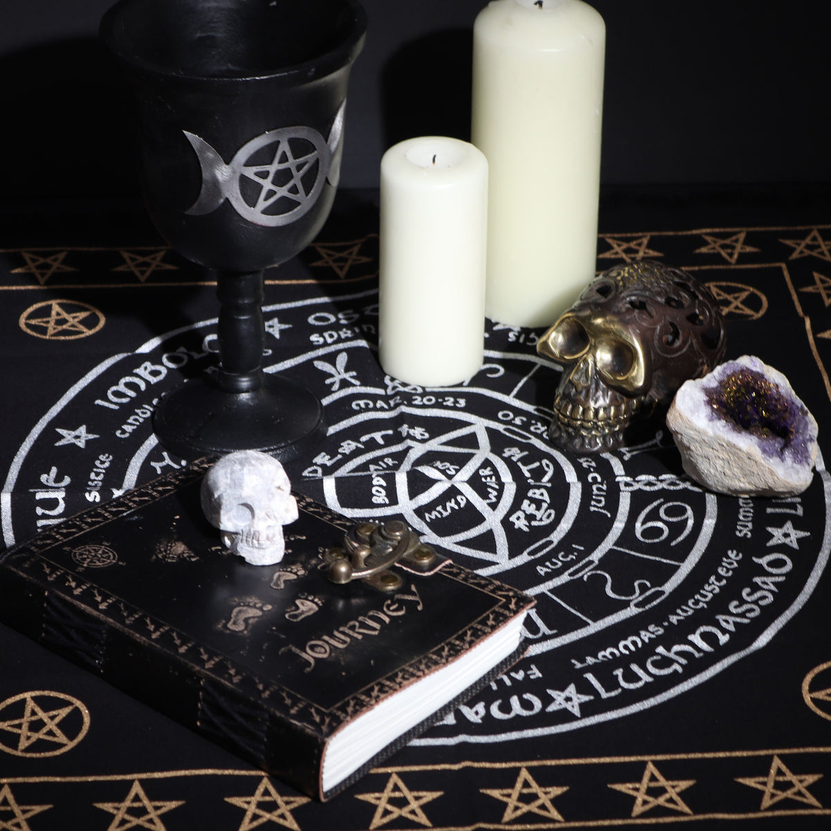 Esoteric Fringed Altar Cloth – Life Death Rebirth, NooEdge UK