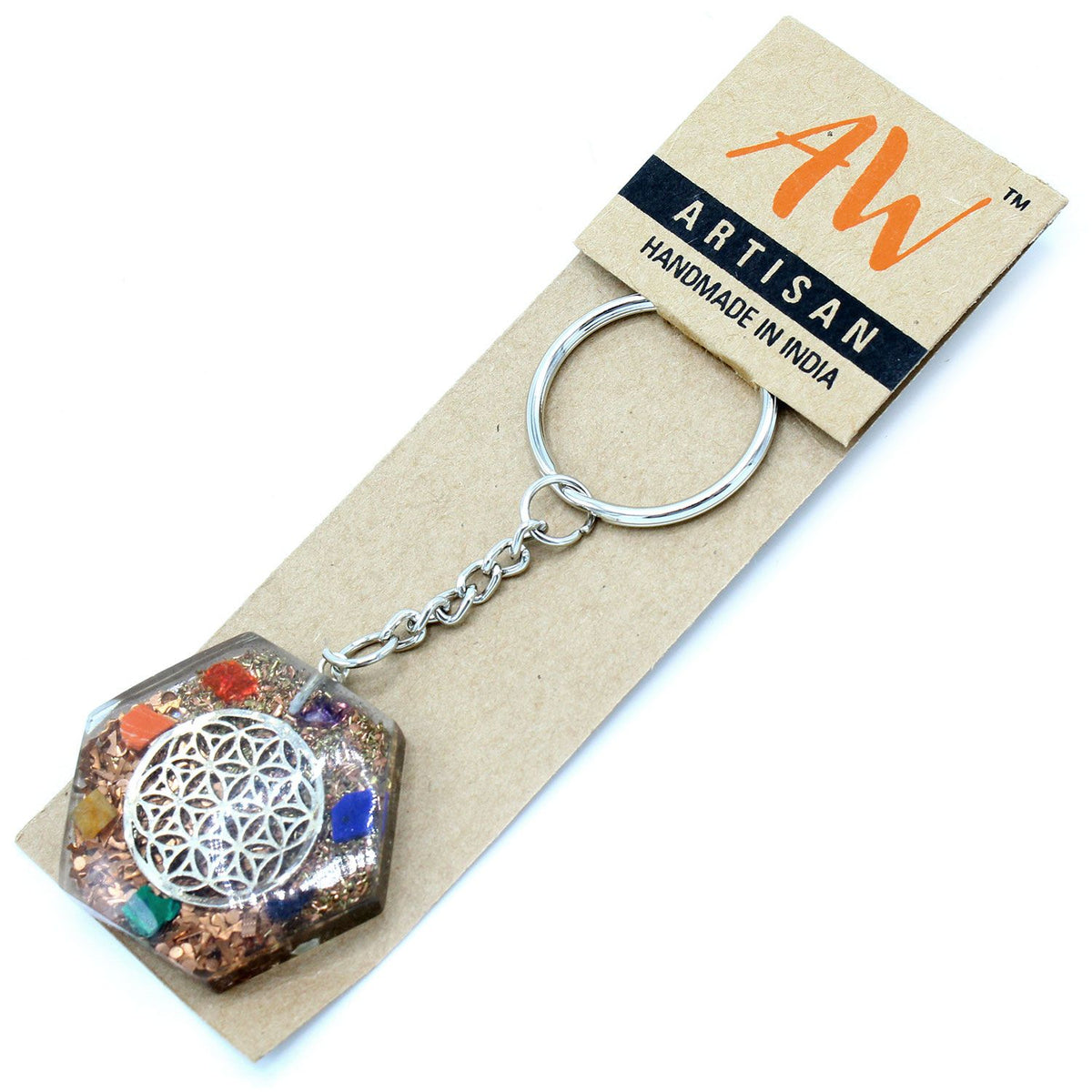 Orgonite Power Keyring – Octagon Flower of Life, NooEdge UK